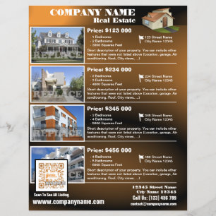 Real Estate – Modern QR code flyer – Brown (QR455)