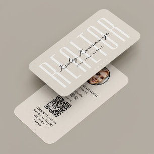 Real Estate Mortgage Realtor Photo Modern Beige Business Card