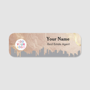 Real Estate Name Tag Badge with Skyline & Logo 