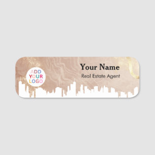Real Estate Name Tag Badge with Skyline & Logo 
