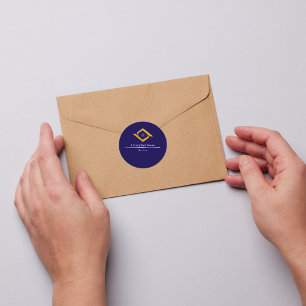 Real Estate Navy Blue House Logo Modern Realtor Classic Round Sticker