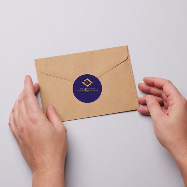 Real Estate Navy Blue House Logo Modern Realtor Classic Round Sticker (Real Estate Navy Blue House Logo Modern Realtor Classic Round Sticker
)