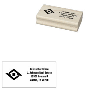 Real Estate Navy Blue House Logo Modern Realtor Rubber Stamp