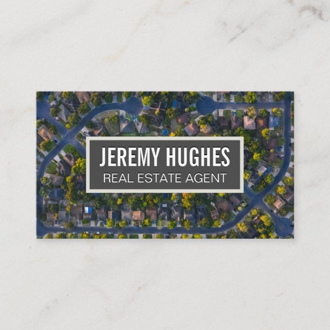 Real Estate Neighbourhood Birds Eye View Business Card (Front)