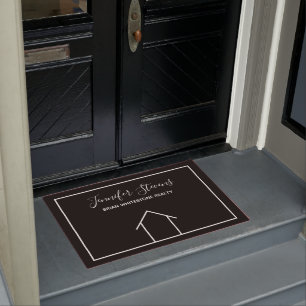 Real Estate Open House Black White Custom Realtor Doormat