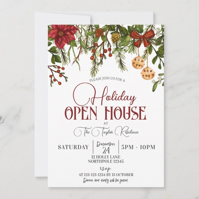 Real Estate Open House, Holiday Housewarming Invitation (Front)