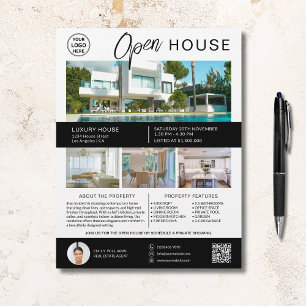 Real Estate Open House Modern Script Logo  Flyer
