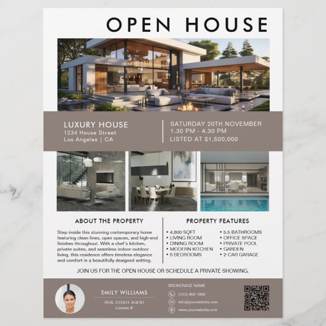 Real Estate Open House Photo QR Flyer (Front)