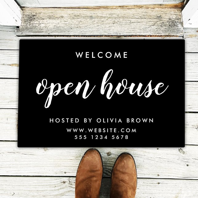Real Estate Open House Property Listing Black Doormat (Creator Uploaded)
