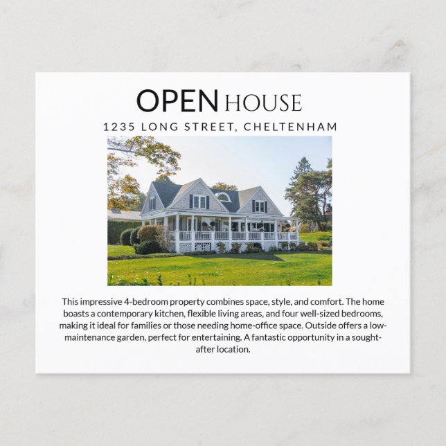 Real Estate Open House Targeting Postcards & Flyer (Front)
