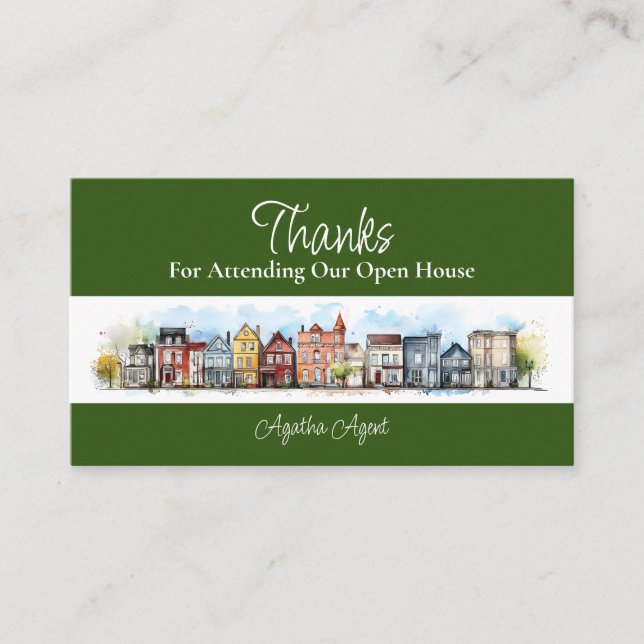Real Estate Open House Thank You Green Appointment Card (Front)