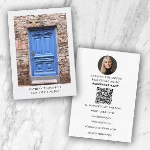 Real Estate Photo Realtor QR Code Front Door Business Card