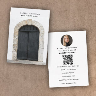 Real Estate Photo Realtor QR Code Front Door Business Card