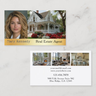 Real Estate Photo White House Kitchen Fireplace Business Card
