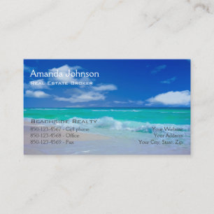 Real Estate Piece of Paradise Beach Waves Business Card