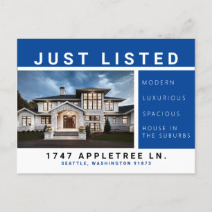 Real Estate Postcard Blue Just Listed Luxury