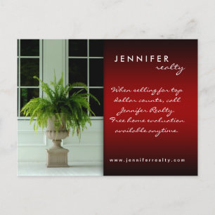 Real Estate Postcards Green Fern House Red Black
