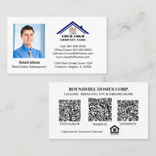 Real Estate Professional Add Photo Logo QR Code   Business Card