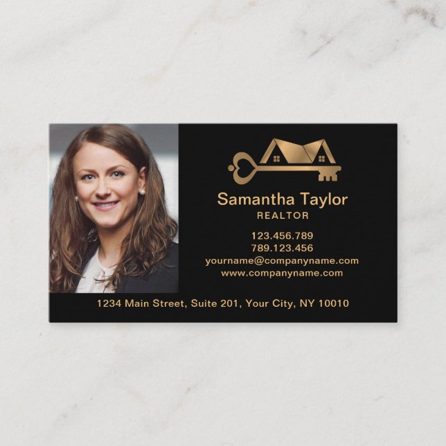 Real Estate Professional  Add Photo logo Realtor B Business Card (Front)