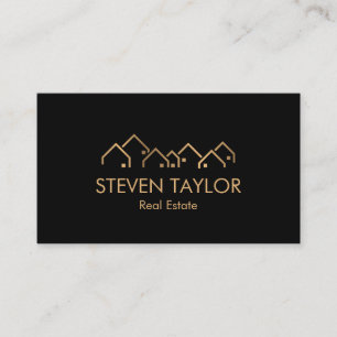 real estate professional house realtor gold black business card