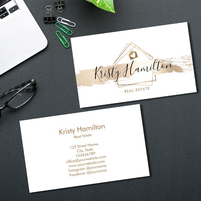 real estate professional house realtor gold business card (Creator Uploaded)