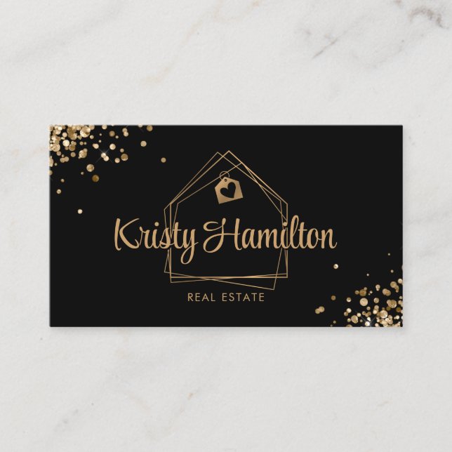 real estate professional house realtor gold business card (Front)
