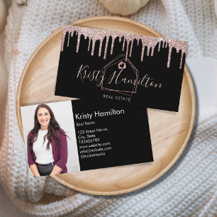 real estate professional house realtor gold photo business card