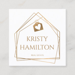 real estate professional house realtor gold square business card