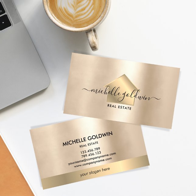 Real Estate Professional Modern Script House Logo Business Card (Creator Uploaded)