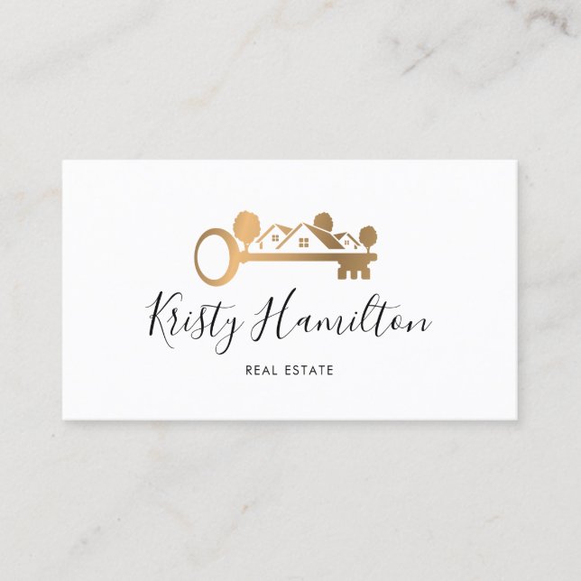 real estate professional realtor key add photo  bu business card (Front)