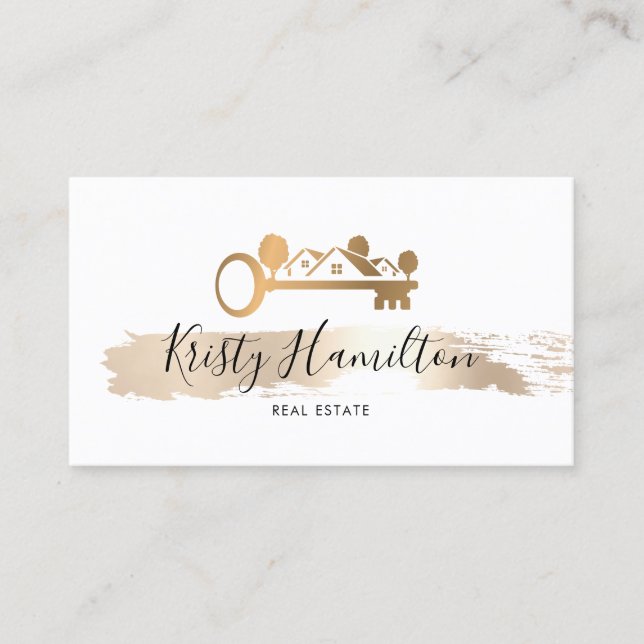 real estate professional realtor key add photo  bu business card (Front)