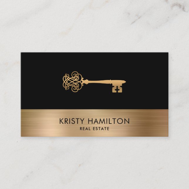 real estate professional realtor key add photo bus business card (Front)