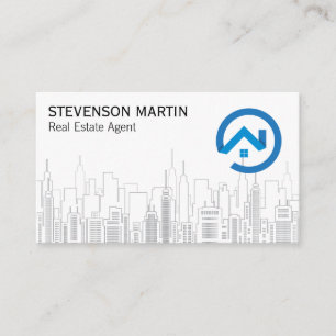 Real Estate Properties City Line Drawing Business Card