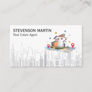Real Estate Properties   City Map Location Business Card