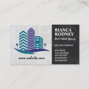 Real Estate Properties    Downtown Skyscrapers  Business Card