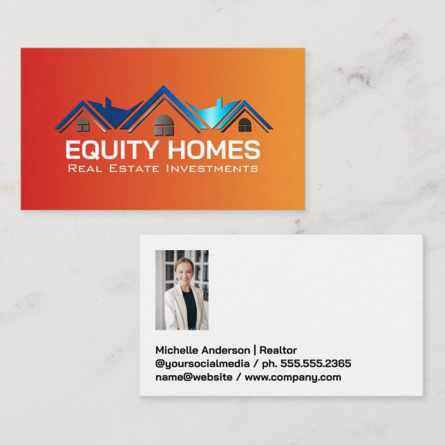 Real Estate Properties Logo | Real Estate Agent Business Card (Front/Back)