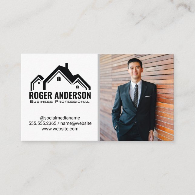 Real Estate Property Home Logo | Business Man Card (Front)