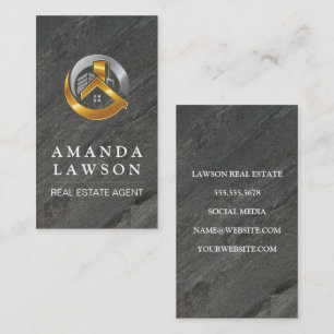 Real Estate Property Logo   Black Marble Appointment Card