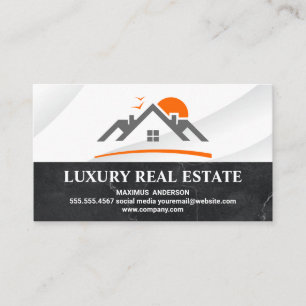 Real Estate Property Logo Black Marble Business Card