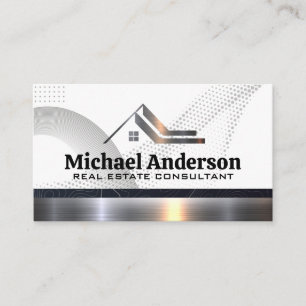 Real Estate Property Metallic Trim Professional Business Card