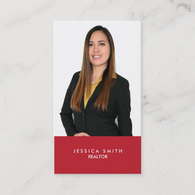 Real Estate red bar business card (Front)