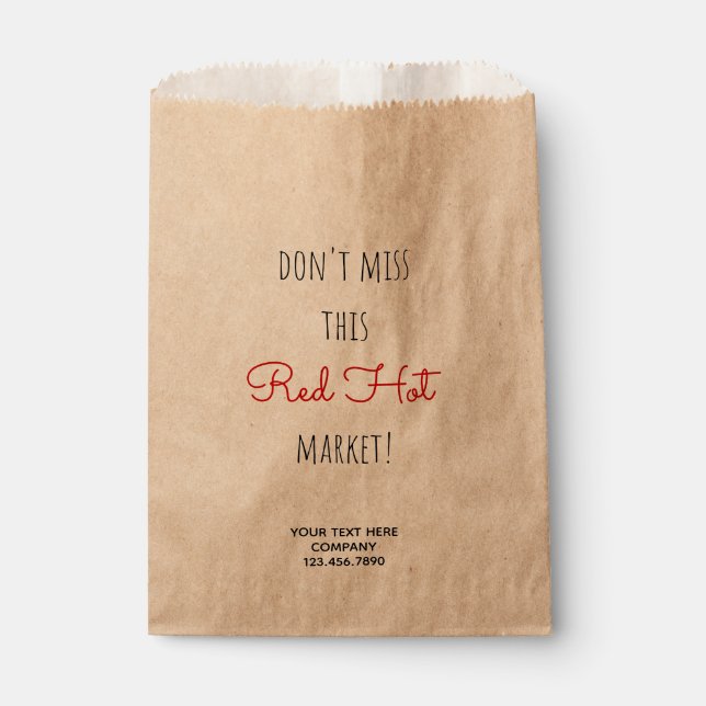 Real Estate Red Hot Market Seller Pop By Favour Bags (Front)