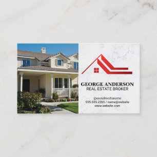 Real Estate Red Logo   House   Properties Business Card