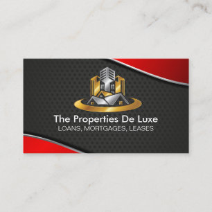 Real Estate   Red Metallic   Properties Business Card
