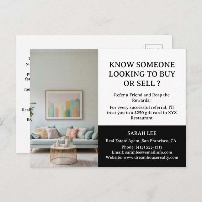 Real Estate Referral Reward  Postcard (Front/Back)