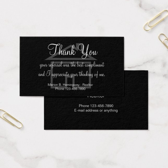 Real Estate Referral Thank Yous Business Card Size (Office)