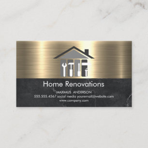 Real Estate Renovations Metallic Gold Marble Business Card