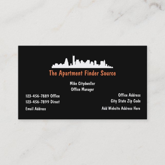 Real Estate Rental Agent Business Card (Front)