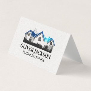 Real Estate Roof logo   Building Schematics Business Card