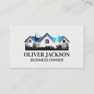 Real Estate Roof logo   Building Schematics Business Card
